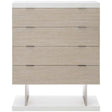 Solaria Modern Tall Drawer Chest Faux Stone, Dune Oak & Nickel Accents | Bernhardt