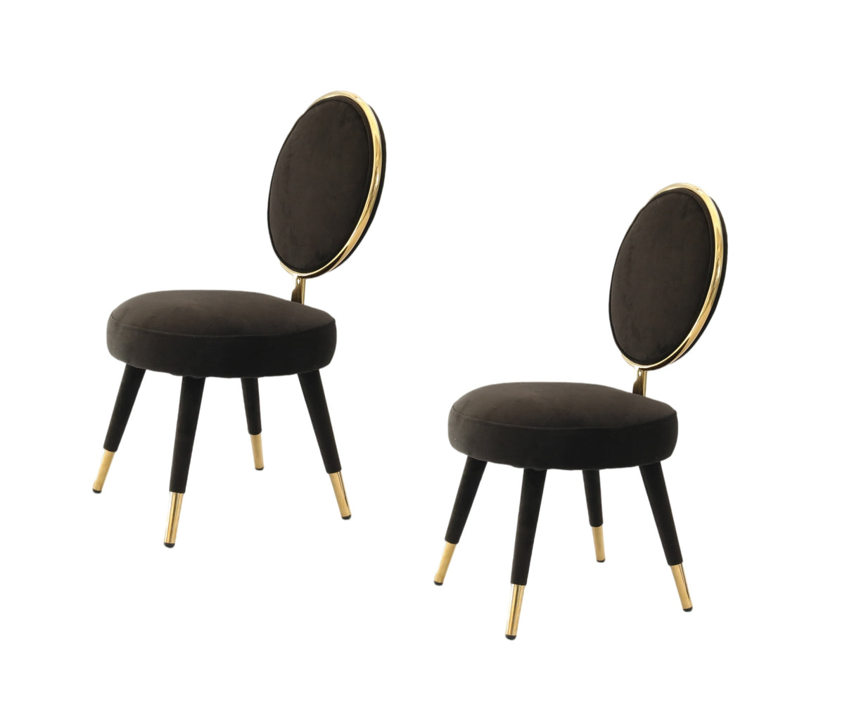 Modrest Haswell Glam Black Velvet Accent Chair (Set of 2) - Home Elegance USA