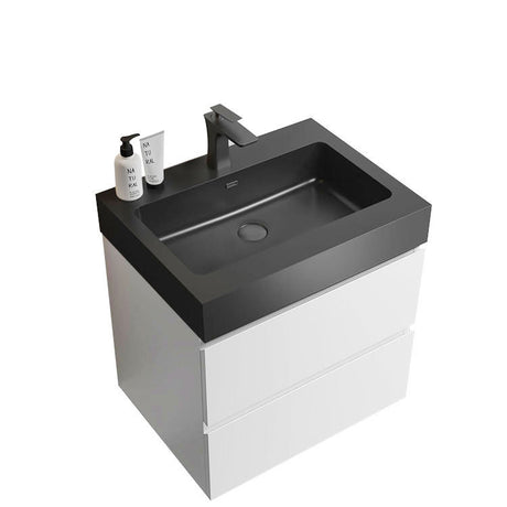 Alice 24" Floating White Bathroom Vanity with Large Storage and Black Basin - Faucet Not Included - W1865S00022 - Home Elegance USA - 4