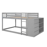 Full over Full Bunk Bed with 4 Drawers and 3 Shelves-Gray - Home Elegance USA