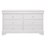 Traditional Design Bedroom Furniture 1pc Dresser of 6x Drawers Faux Alligator Embossed Fronts White Finish Wooden Furniture - Home Elegance USA