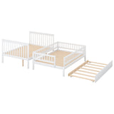 Full over Full Bunk Bed with Trundle and Staircase,White - Home Elegance USA