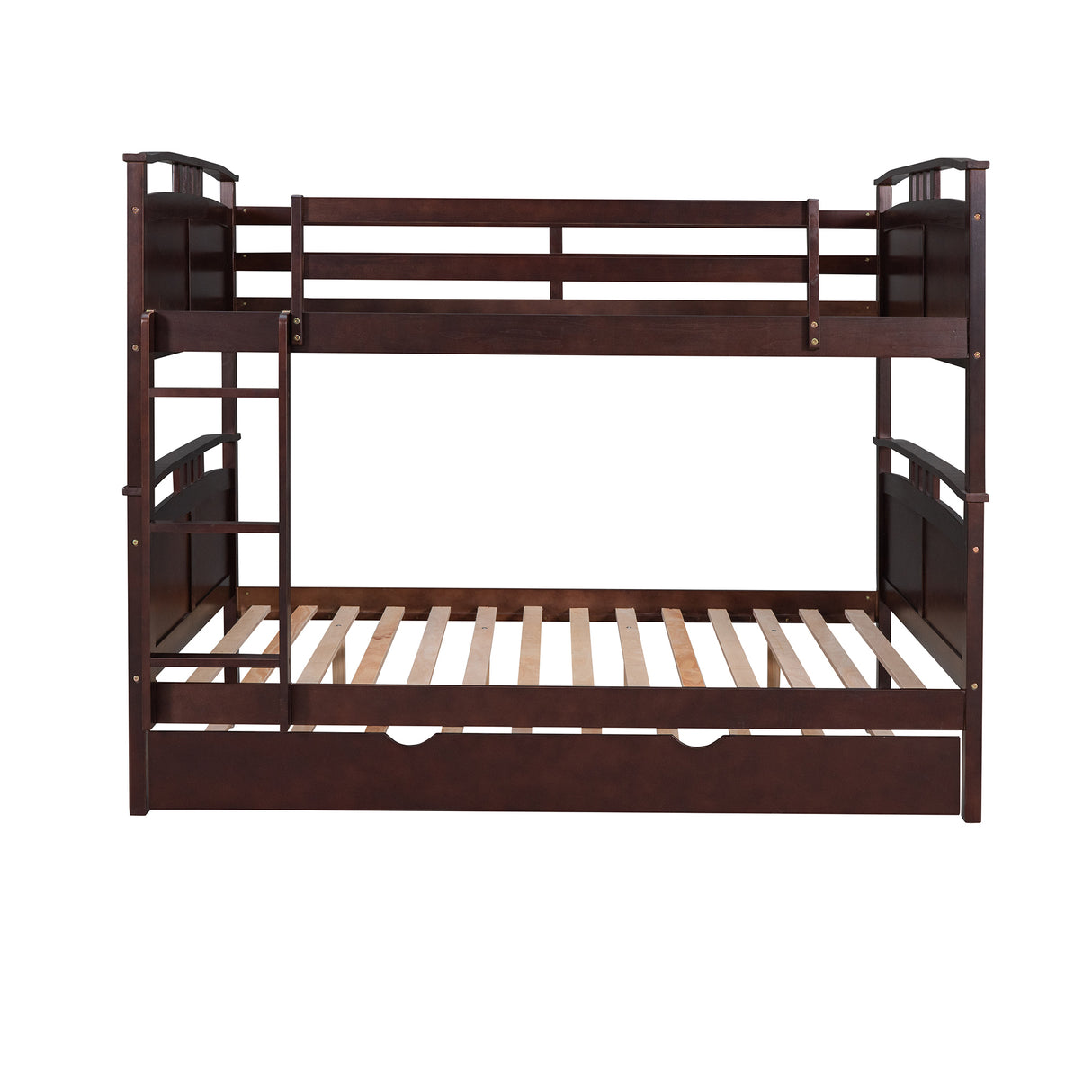 Full-Over-Full Bunk Bed with Twin size Trundle , Separable Bunk Bed for Bedroom - Espresso - Home Elegance USA