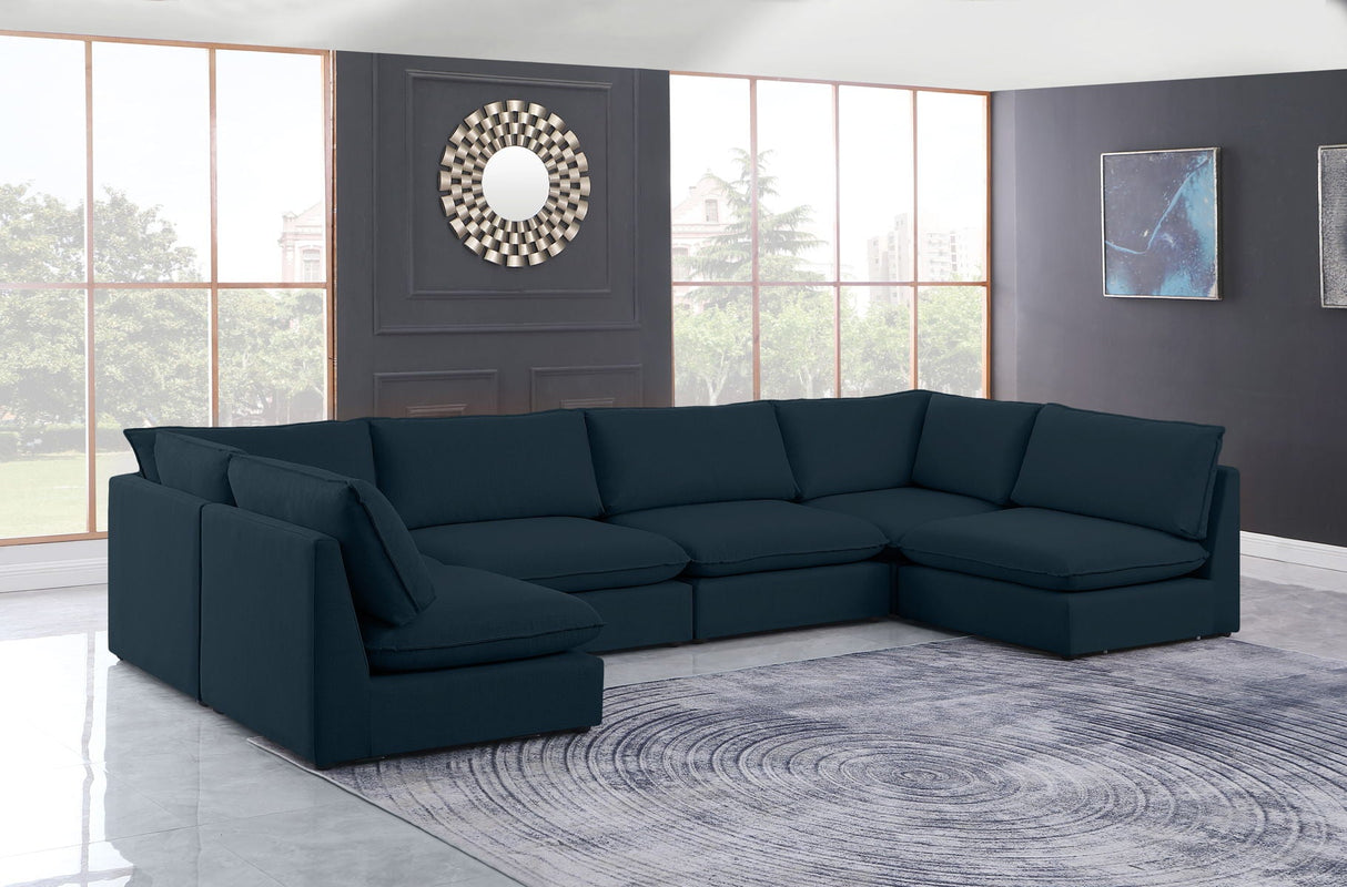 Mackenzie - Modular Sectional 6 Piece - Navy - Modern & Contemporary - Home Elegance USA