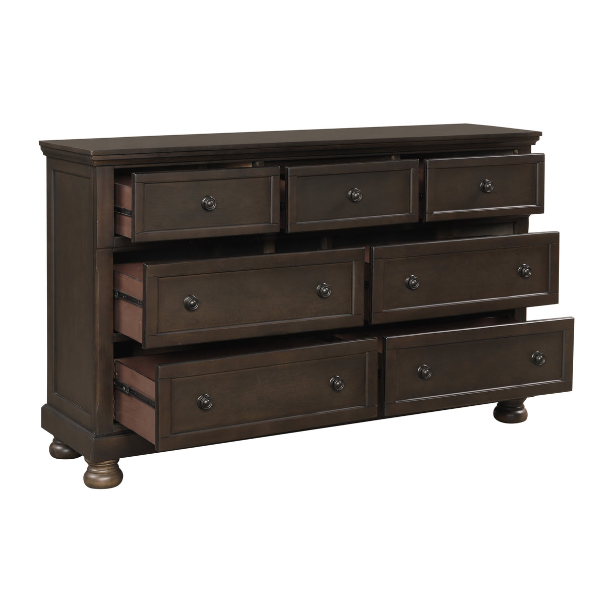 Traditional Design Bedroom Furniture 1pc Dresser of 7x Drawers Grayish Brown Finish Wooden Furniture - Home Elegance USA