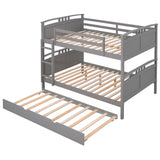 Full-Over-Full Bunk Bed with Twin size Trundle , Separable Bunk Bed for Bedroom - Grey - Home Elegance USA