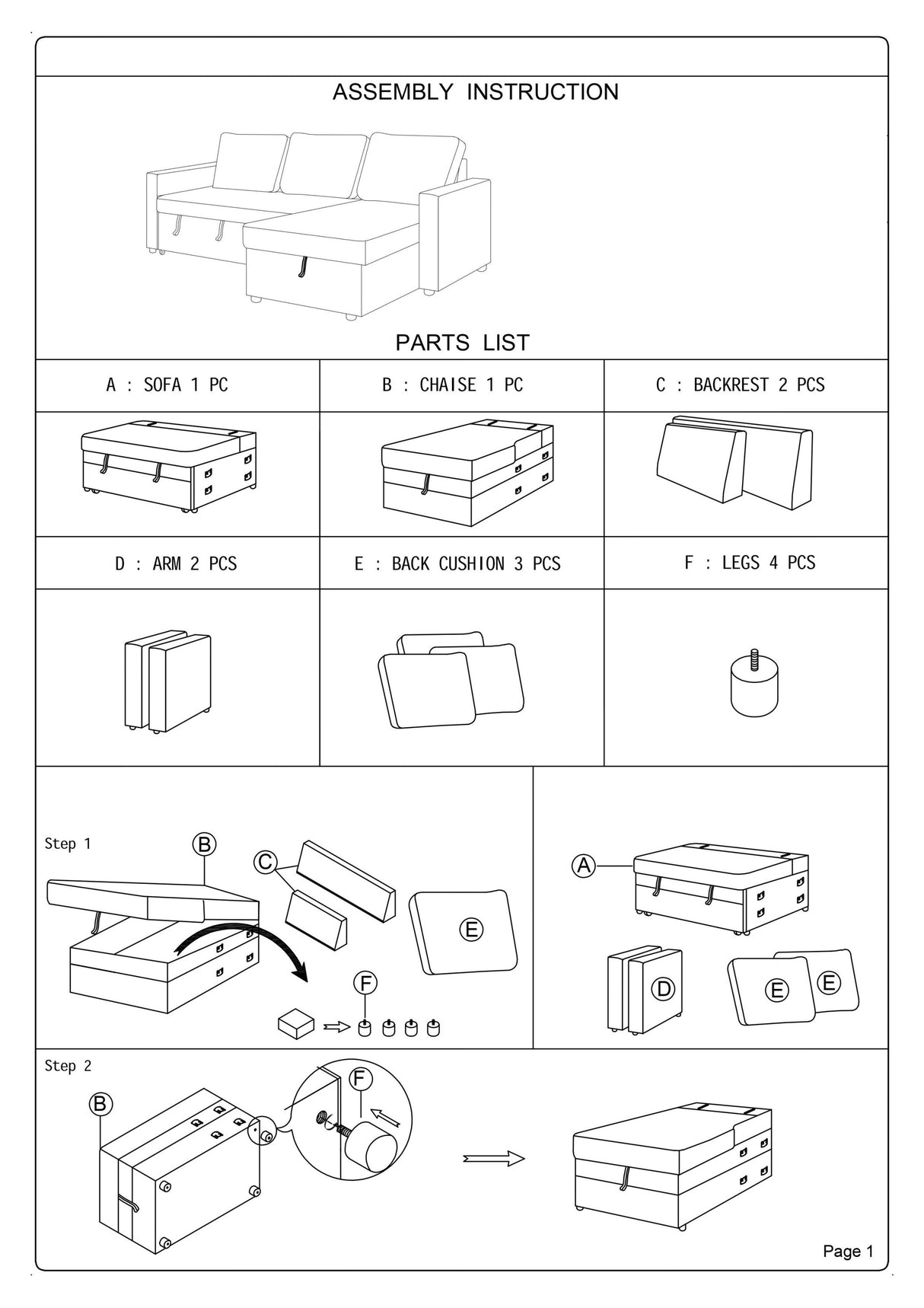 Living Room Furniture Convertible Sectional Blue Grey Color Polyfiber Reversible Chaise Storage Sofa Pull Out bed Couch - Home Elegance USA