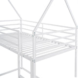 Twin over Twin House Bunk Bed with Built-in Ladder,White - Home Elegance USA