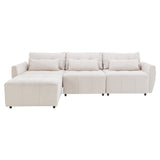 113.3" Convertible Sectional Sofa Couch 3 - Seat L - Shaped Sofa with Movable Ottoman and USB for Apartment, Living Room, Bedroom, Beige - SG000880AAA - image - 1