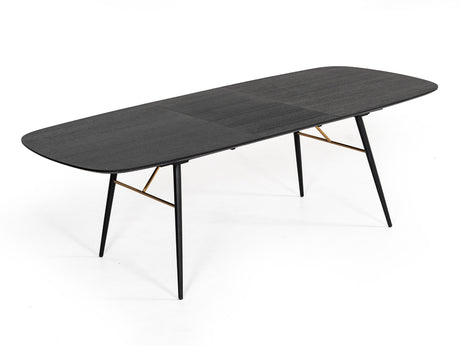 Vig Furniture Modrest Billy Modern Black Oak & Gold Extendable Dining Table