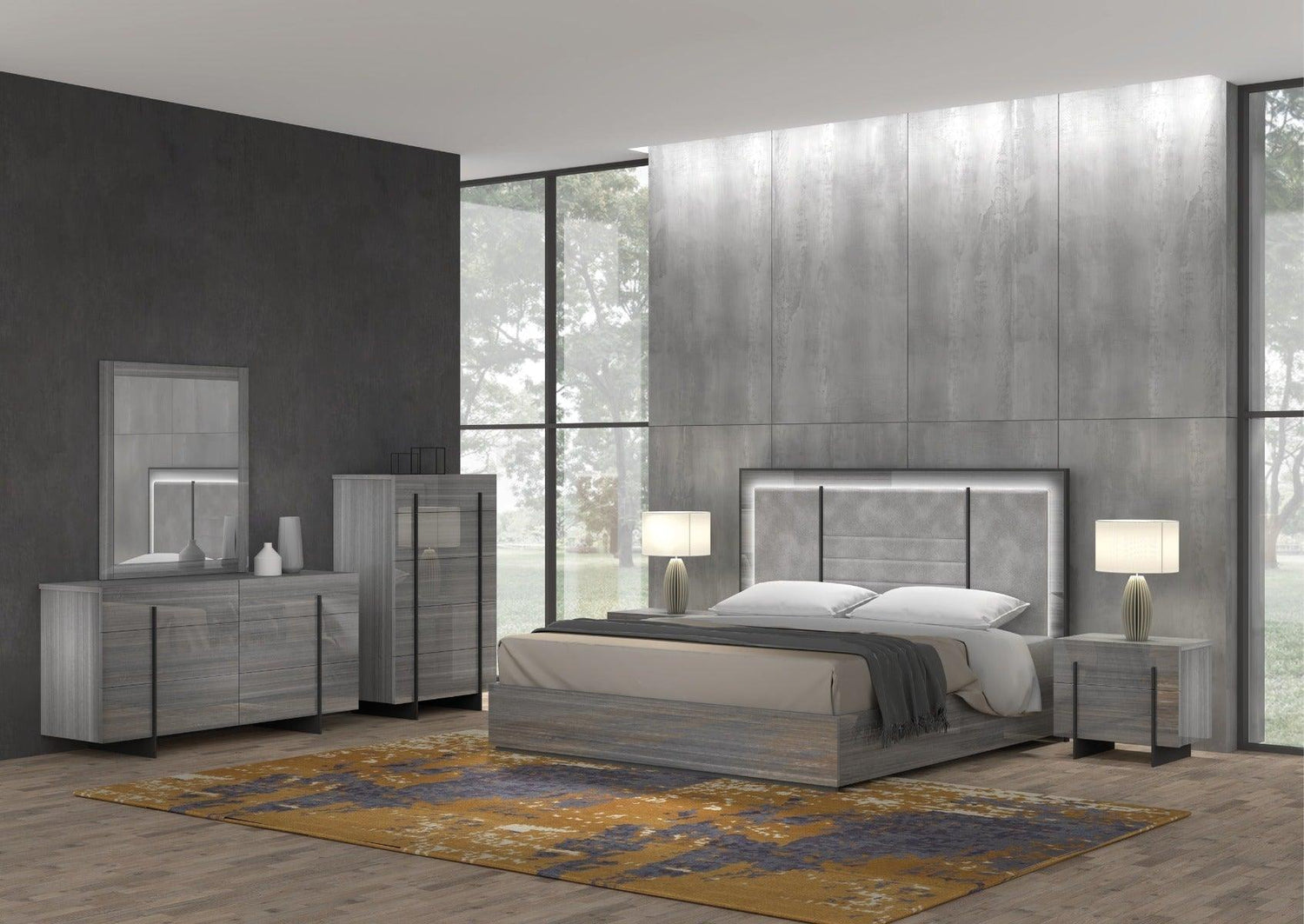 Blade 5 Piece Queen Bedroom Set In Grey - 17450Q - 5Set | J&M | Home Elegance USA