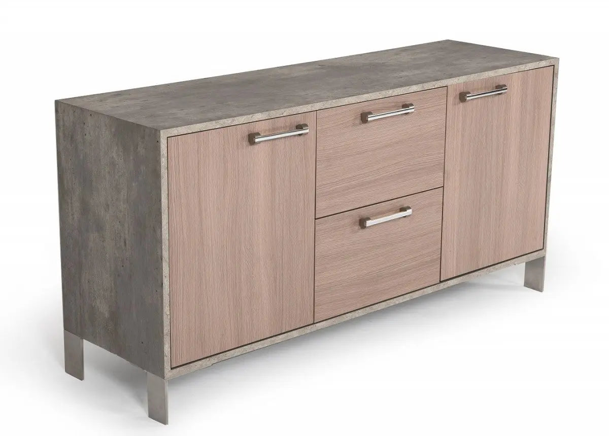 Vig Furniture - Nova Domus Boston Modern Brown Oak & Faux Concrete Office File Cabinet - Vganboston-Fc