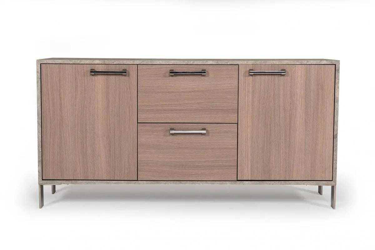 Vig Furniture - Nova Domus Boston Modern Brown Oak & Faux Concrete Office File Cabinet - Vganboston-Fc