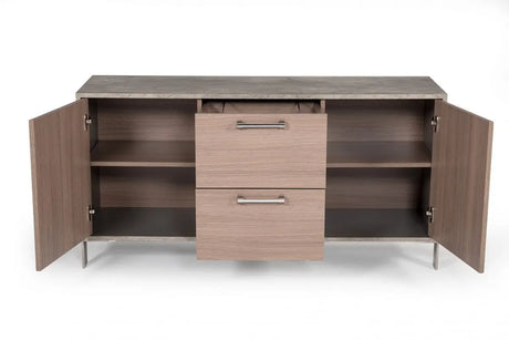 Vig Furniture - Nova Domus Boston Modern Brown Oak & Faux Concrete Office File Cabinet - Vganboston-Fc