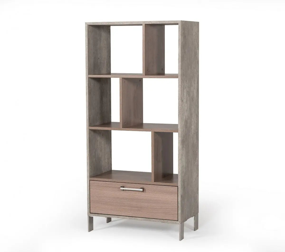 Vig Furniture - Nova Domus Boston Modern Brown Oak & Faux Concrete Bookcase - Vganboston-Bc