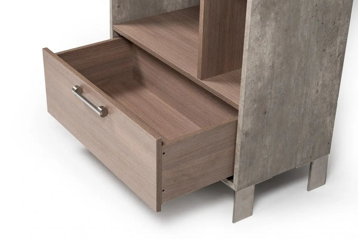 Vig Furniture - Nova Domus Boston Modern Brown Oak & Faux Concrete Bookcase - Vganboston-Bc