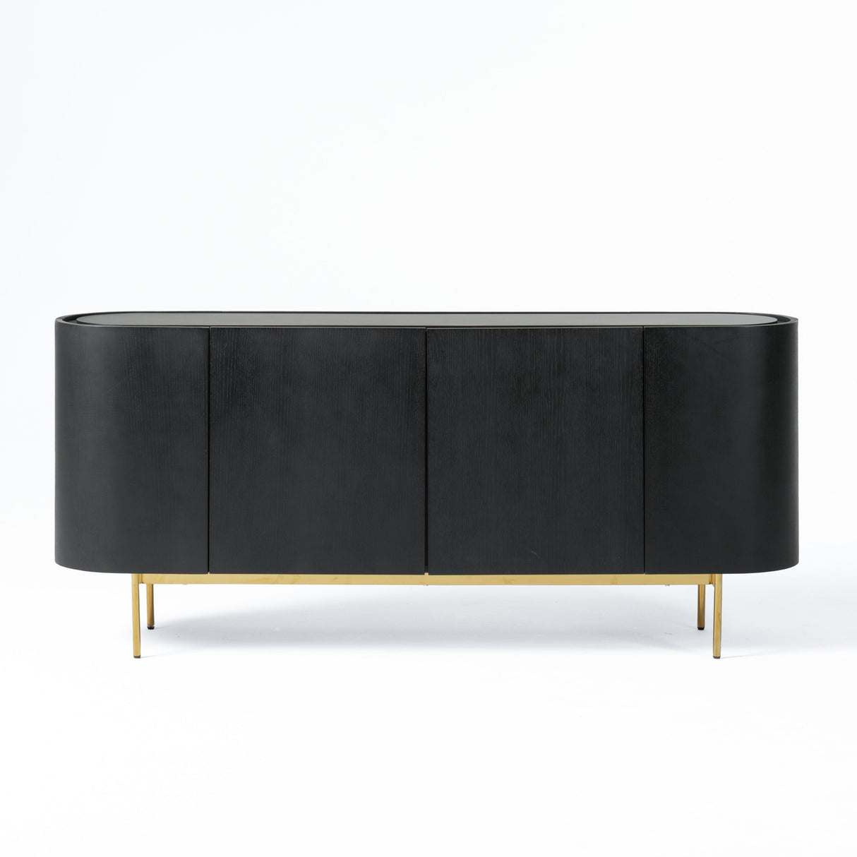 Vig Furniture Modrest Bowie - Mid-Century Modern Black Oak + Brass Buffet