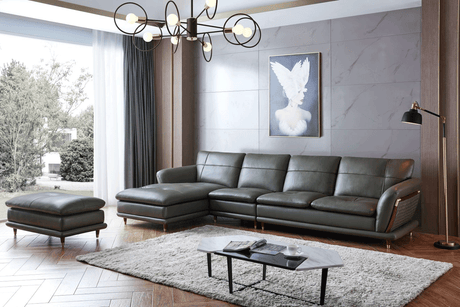 Esf Furniture - Extravaganza Sectional Sofa In Dark Grey - 9180 Sectional Left