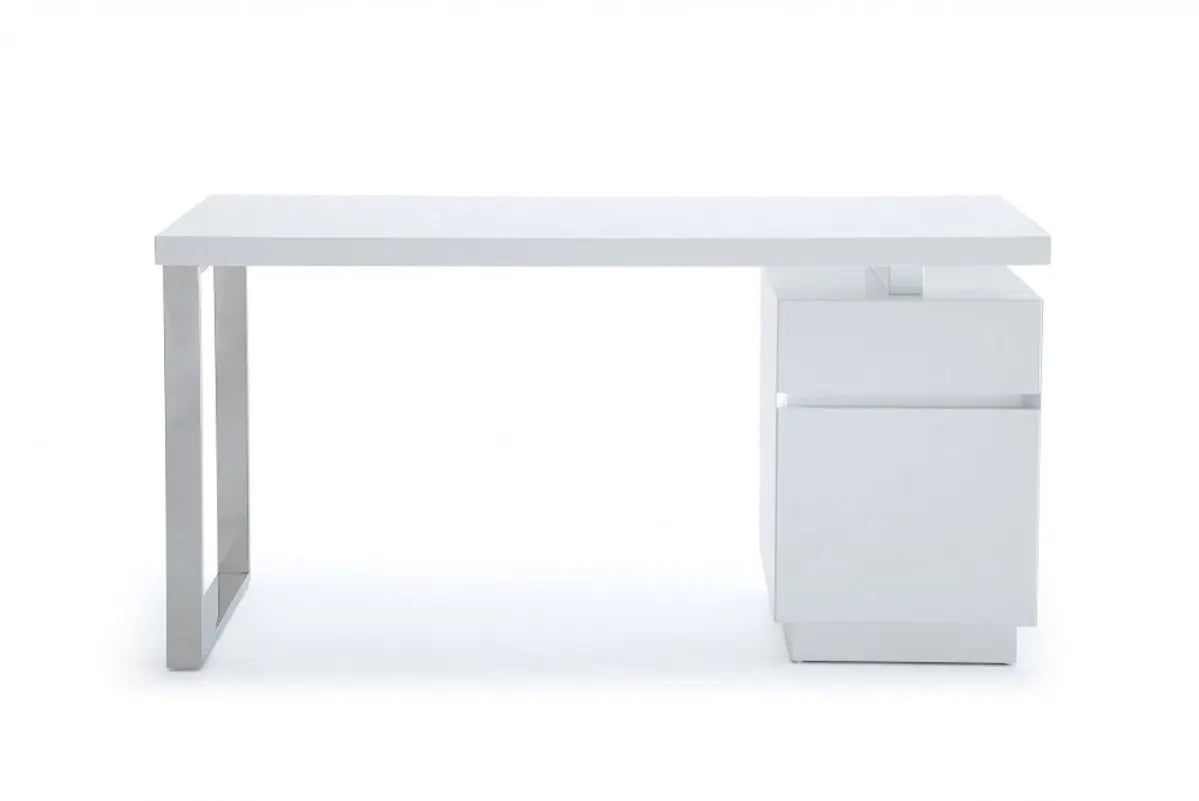 Vig Furniture - Modrest Carson Modern White & Stainless Steel Desk - Vgvcbt-002-Wht