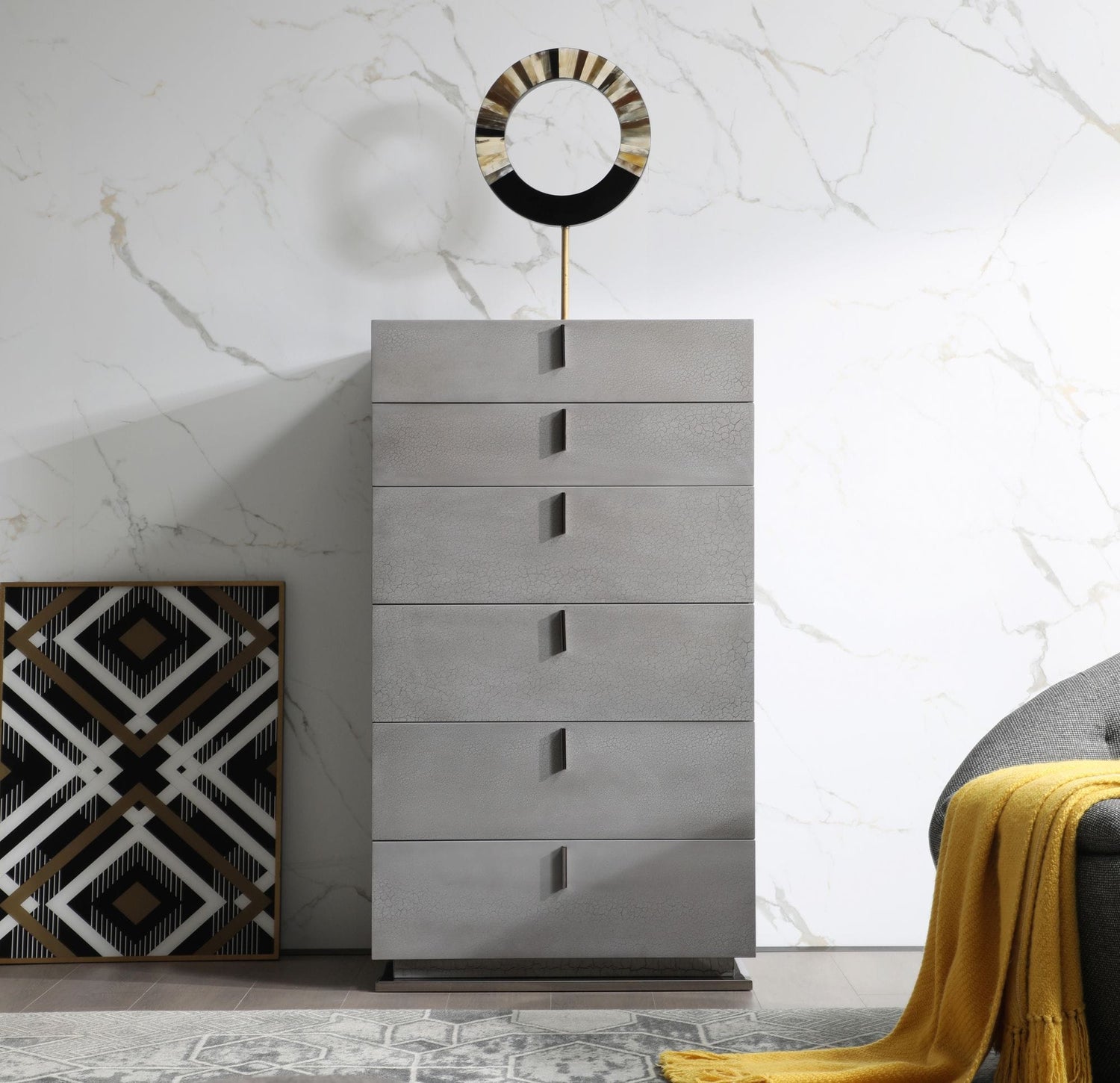 Vig Furniture Modrest Buckley - Modern Grey Crackle Chest