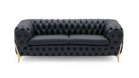 Vig Furniture Divani Casa Bunzel - Modern Black Tufted Leather Sofa Set