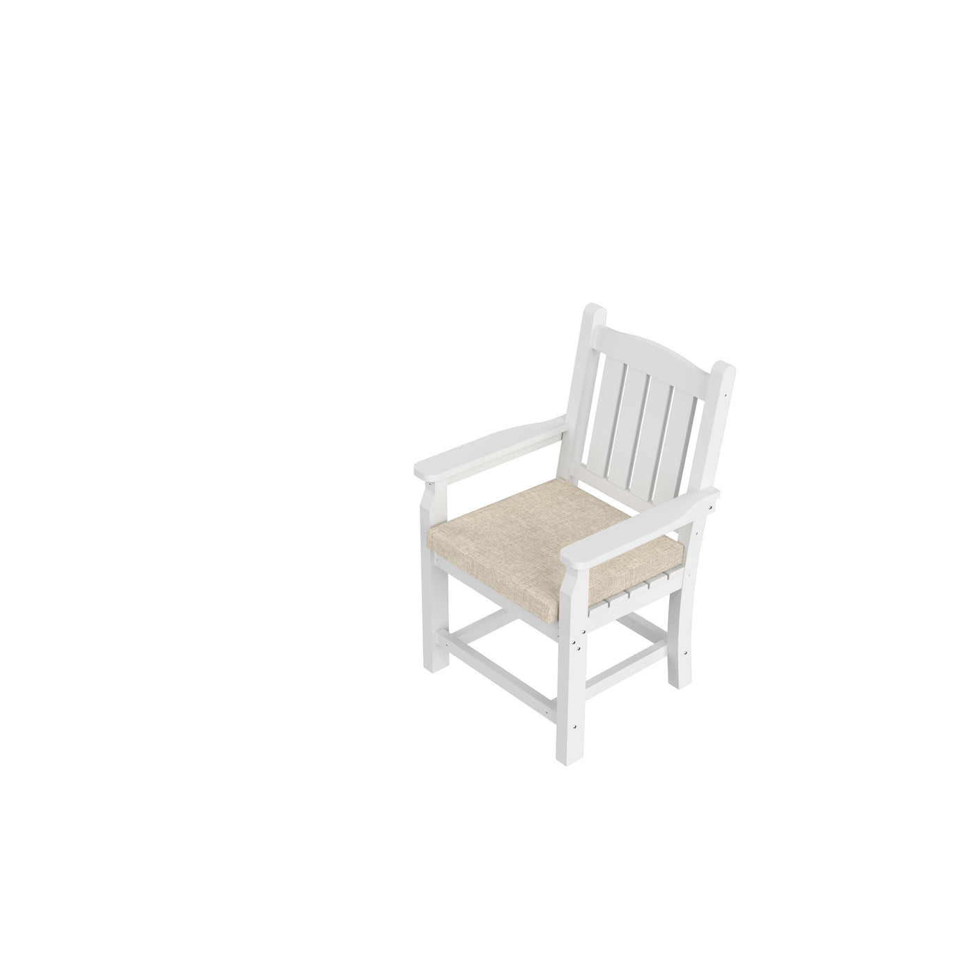 HDPE Dining Chair, White, With Cushion, Set of 2