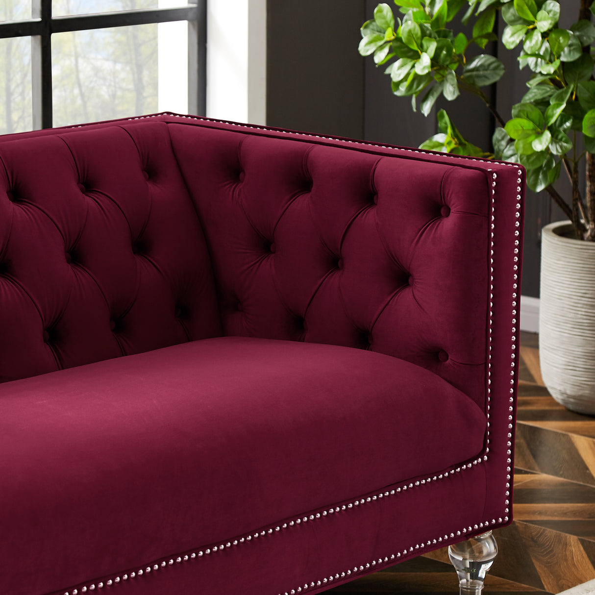 Single red velvet sofa Home Elegance USA