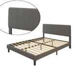 TWIN Upholstered Headboard Platform Bed Frame ,With wood Slat Support,  Easy Assembly,  Dark Grey - Home Elegance USA