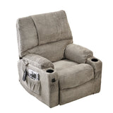 Large size Electric Power Lift Recliner Chair Sofa for Elderly, 8 point vibration Massage and lumber heat, Remote Control, 2 Side Pockets and Cup Holders, cozy fabric overstuffed arm, heavy duty 230LB Home Elegance USA