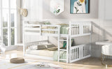 Full Over Full Bunk Bed with Ladder, White (OLD SKU :LP000207AAK) - Home Elegance USA