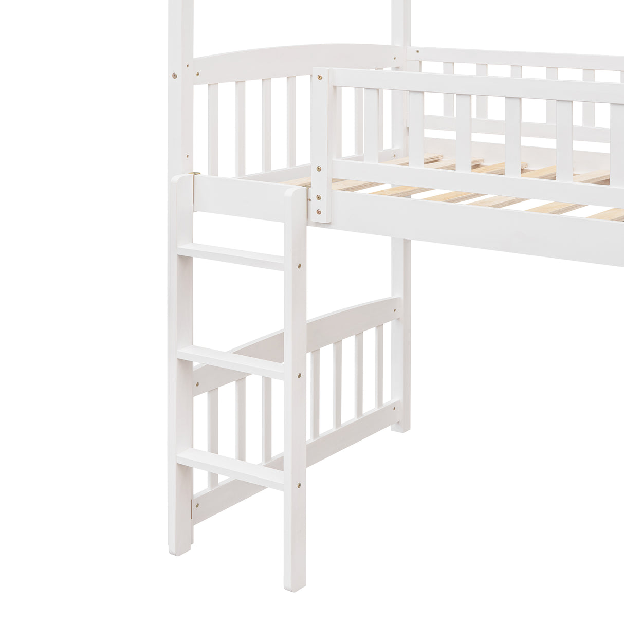 Twin Loft Bed with Slide, House Bed with Slide,White(OLD SKU :LT000212AAK) - Home Elegance USA