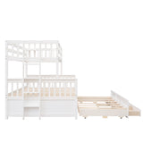 Twin-Over-Full Bunk Bed with Twin size Trundle , Separable Bunk Bed with Drawers for Bedroom - White - Home Elegance USA