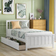 Twin size Platform Bed with Two Drawers, White - Home Elegance USA