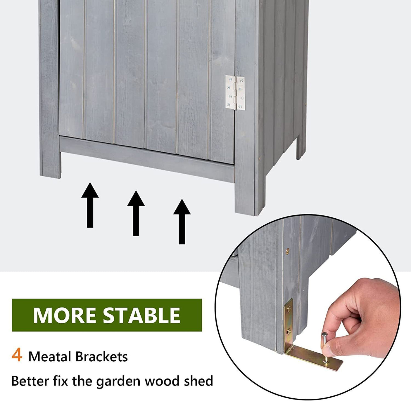 Outdoor Storage Cabinet Tool Shed Wooden Garden Shed with Floor, Hooks and Asphalt Waterproof Roof,Organizer Wooden Lockers with Fir Wood,Grey