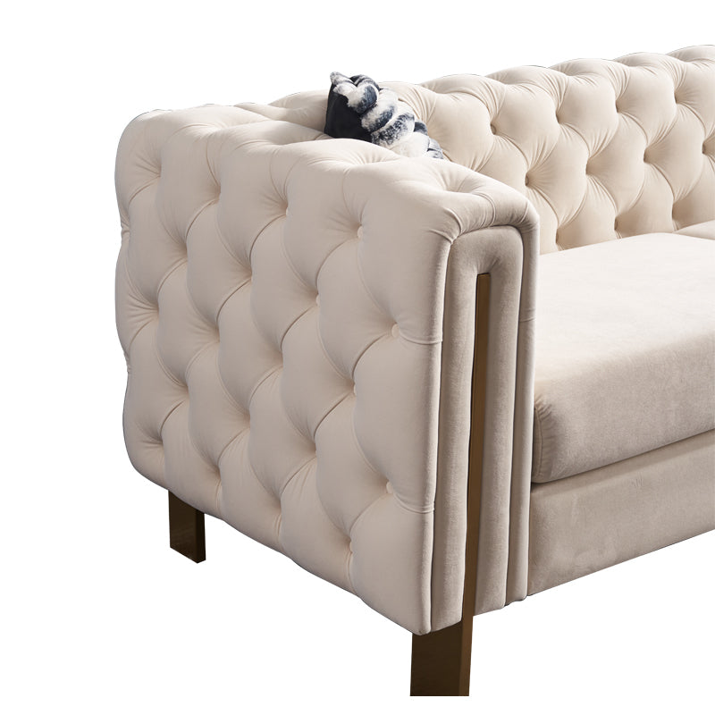 Modern velvet sofa CREAM color - Home Elegance USA