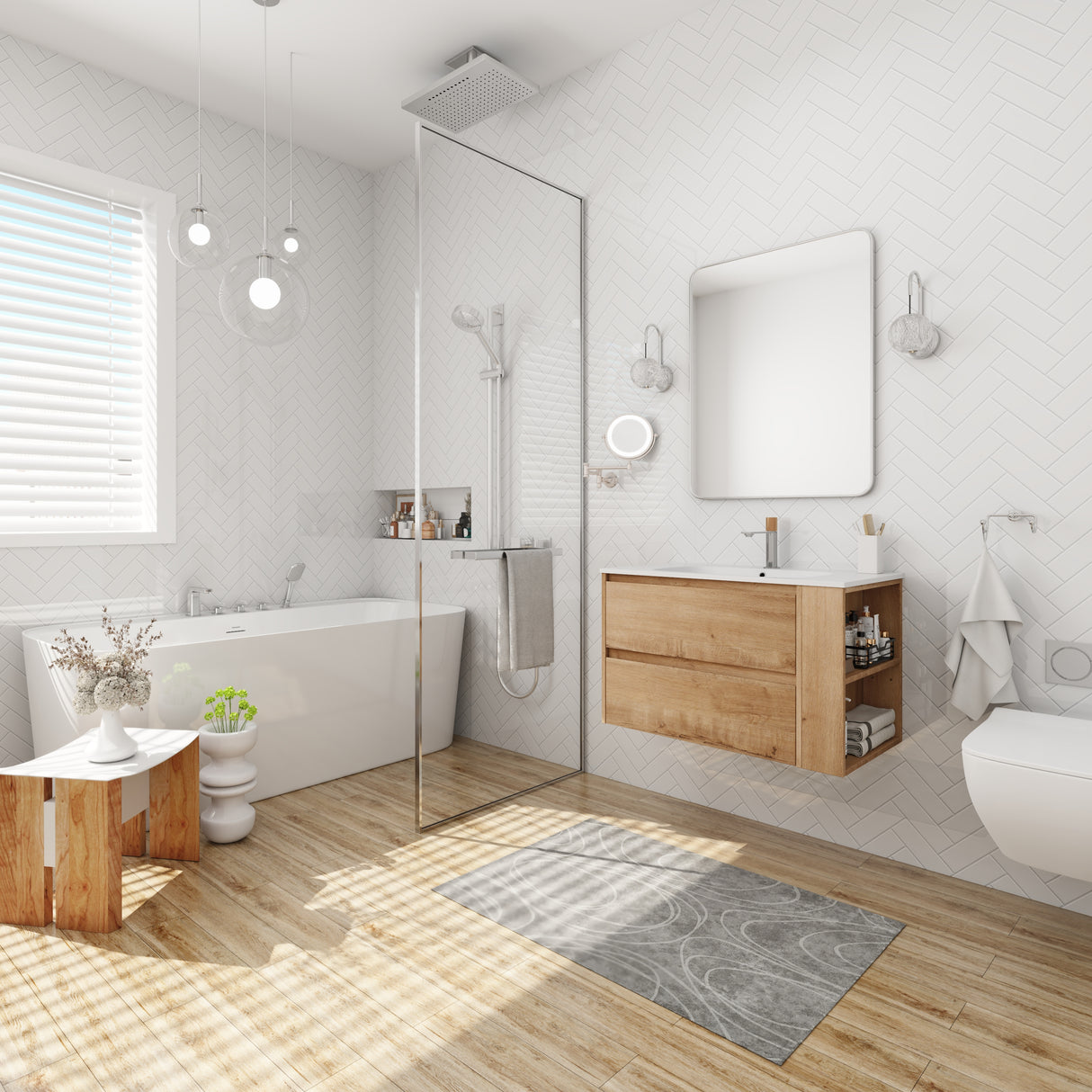 30” Wall Mounting Bathroom Vanity With Gel Sink(BVB05530IMO)
