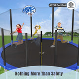 16FT Trampoline for Kids with Safety Enclosure Net, Basketball Hoop and Ladder, Easy Assembly Round Outdoor Recreational Trampoline - SC000005AAC - image - 2