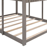 Full Over Full WoodBunk Bed with Roof, Window, Guardrail, Ladder  ( Antique Gray )( old sku: LP000031AAE ) - Home Elegance USA