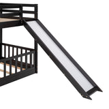 Twin Over Twin Bunk Bed with Slide and Ladder, Espresso（Old SKU:LP000009AAP） - Home Elegance USA