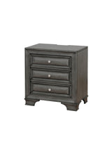 Gray Solid wood 1pc Nightstand Nickel Round Knob Transitional Style 3-Drawers Nightstand w Under Nightlight - Home Elegance USA