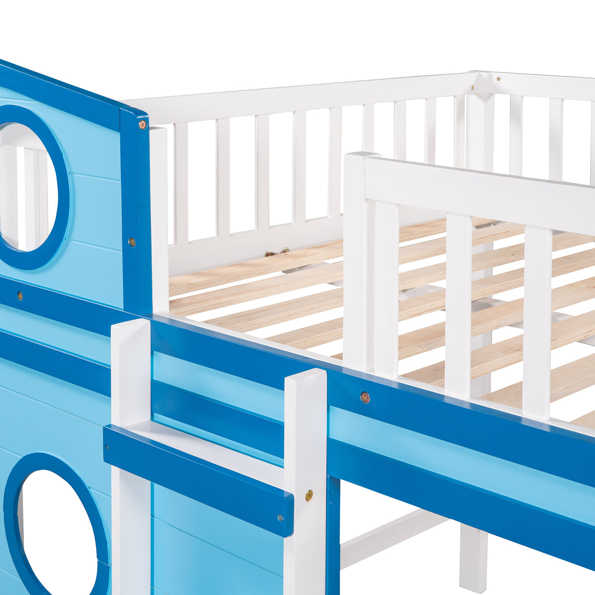 Full Size Boat Shape Loft Bed with Ladder-Blue - Home Elegance USA