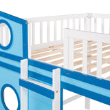 Full Size Boat Shape Loft Bed with Ladder-Blue - Home Elegance USA