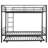 Twin-Over-Twin Metal Bunk Bed With Trundle,Can be Divided into two beds,No Box Spring needed ,Black ( old sku: MF194806AAB ) - Home Elegance USA