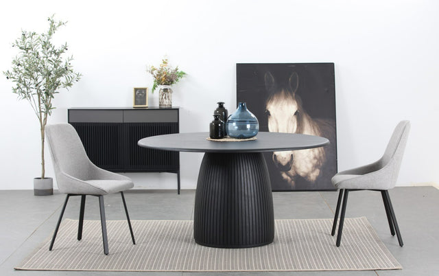 Vig Furniture Modrest -  Lander Modern Mid Century Black Oak Round Dining Table