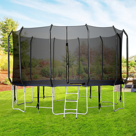 16 FT Easy Assembly Bend Round Trampoline for Family,Outdoor Jumping Trampoline with Safety Enclosure Net and Metal Ladder