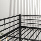 Metal Bunk Bed Full-Over-Full, Low Bunk Bed with Metal Frame and Ladder, No Box Spring Needed Black - Home Elegance USA