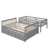 Twin-Over-Full Bunk Bed with Twin size Trundle , Separable Bunk Bed with Drawers for Bedroom - Gray - Home Elegance USA