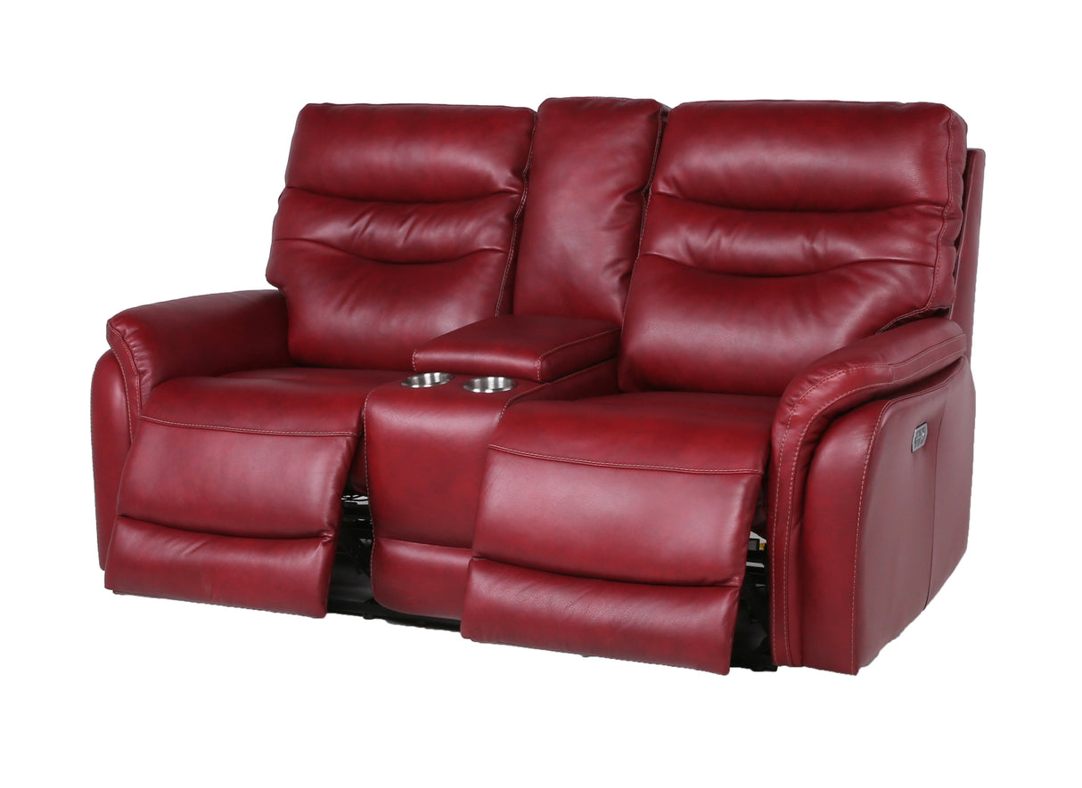 Contemporary Wine Top-Grain Leather Motion Set - Power Recline, USB Charging - Ultimate Comfort and Style Home Elegance USA