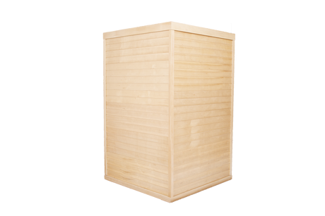 Pentagonal  Canadian hemlock sauna room.Far Infrared Sauna 7 Low EMF Heaters, Wooden Sauna Room 1600 Watt, Chromotherapy, Bluetooth Speaker, LCD, LED.Celsius can be converted to Fahrenheit.