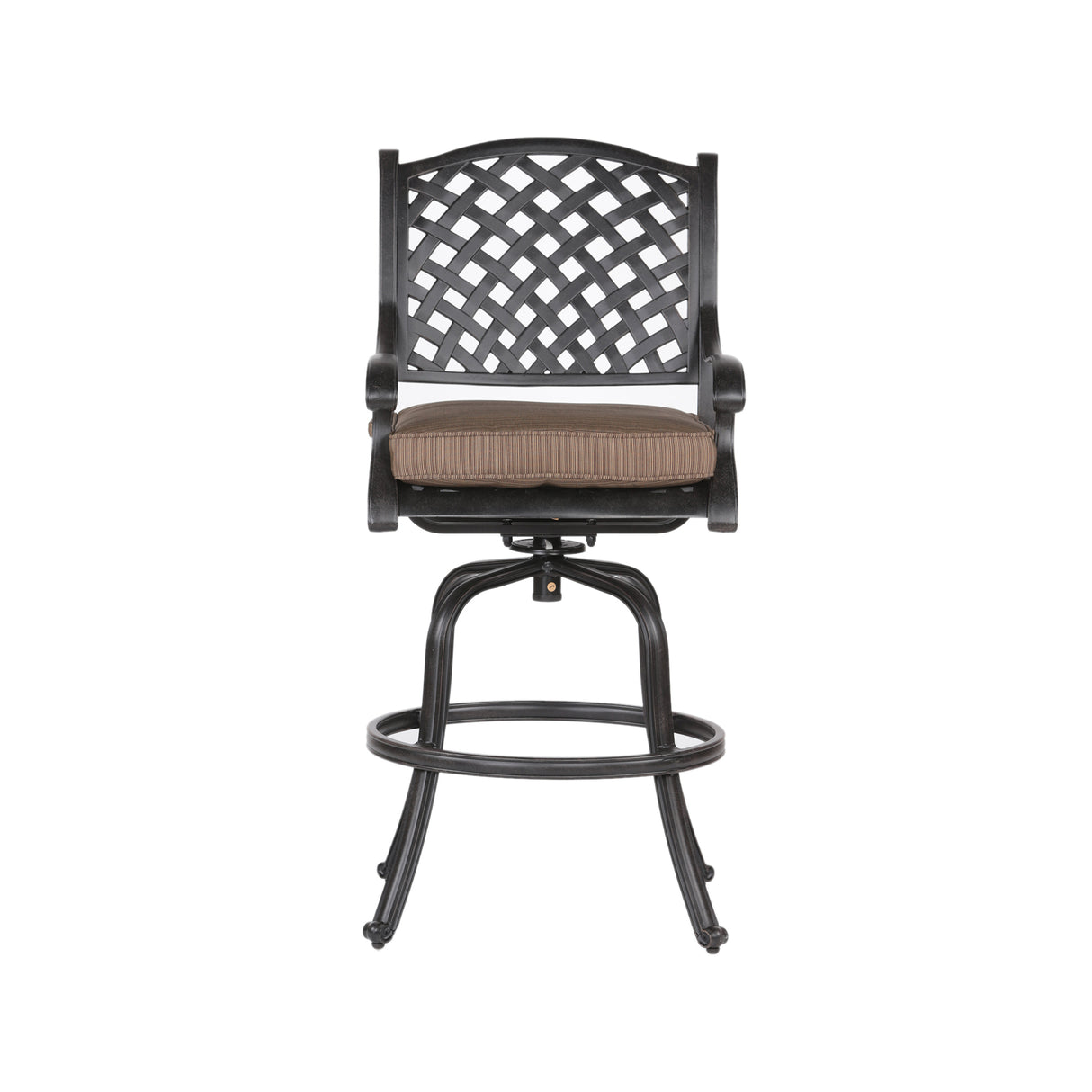 Patio Outdoor Aluminum Bar Stool With Cushion, Set of 2, Dupione Brown - Home Elegance USA